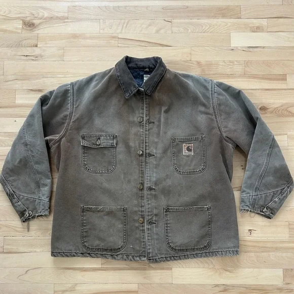 Vintage Carhartt C02CHT Duck Blanket-Lined Chore Coat USA Made XL Brown - Picture 4 of 9